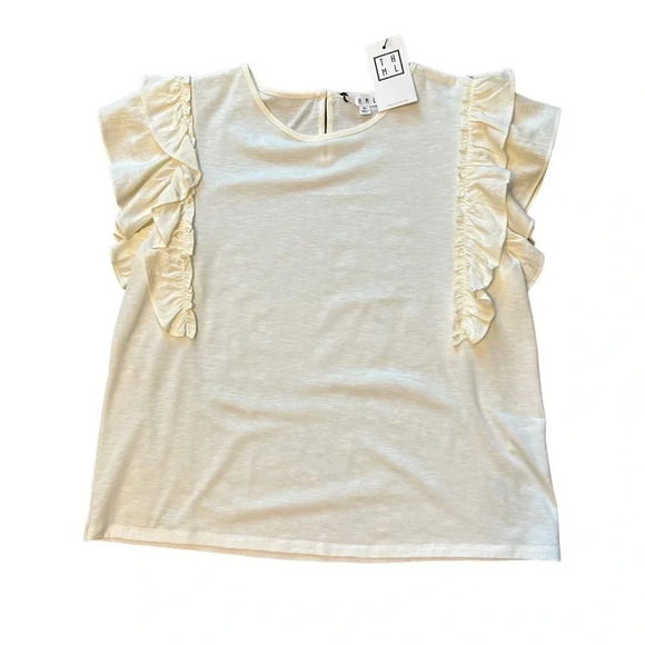THML Tops - NWT THML Womens XL Flutter Sleeve Cream Polyester JH 1863-CR